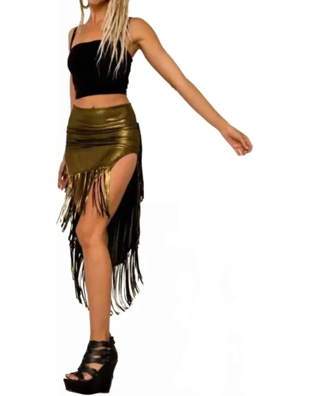 Metallic 3 Layered Fringe Skirt