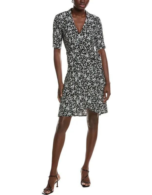 Printed Crepe Wrap Dress
