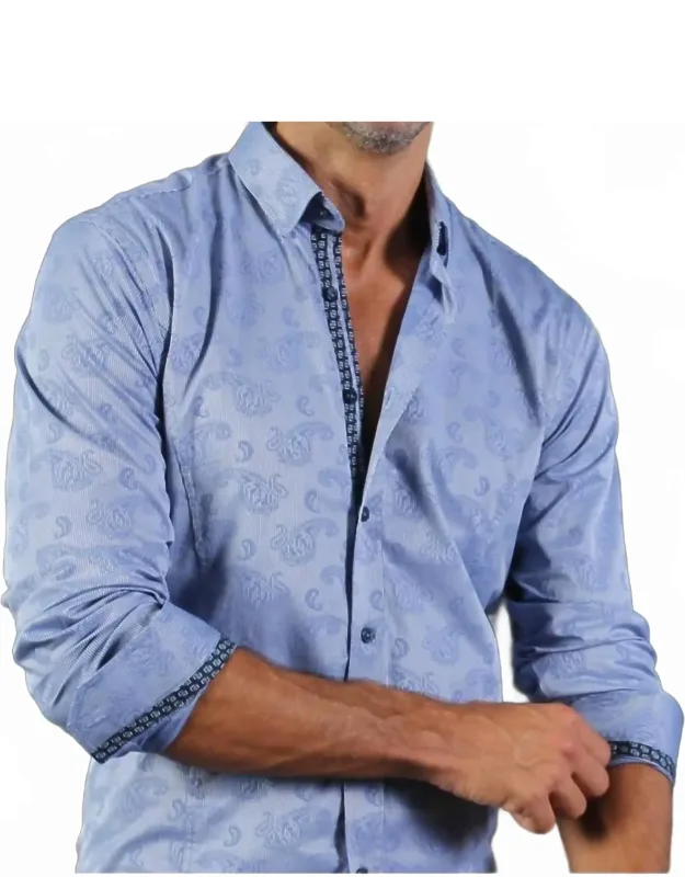 Paisley Jacquard Long Sleeve Button Down Shirt