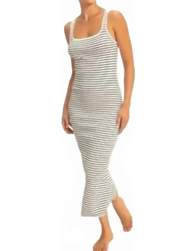 Striped Bodycon Midi Dress
