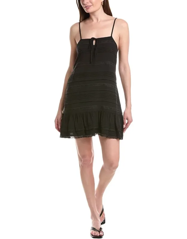 Tank Mini Dress With Adjustable Spaghetti Straps And Pintuck Pleats