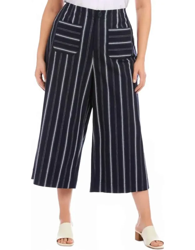 Stripe Cropped Wide-leg Pants
