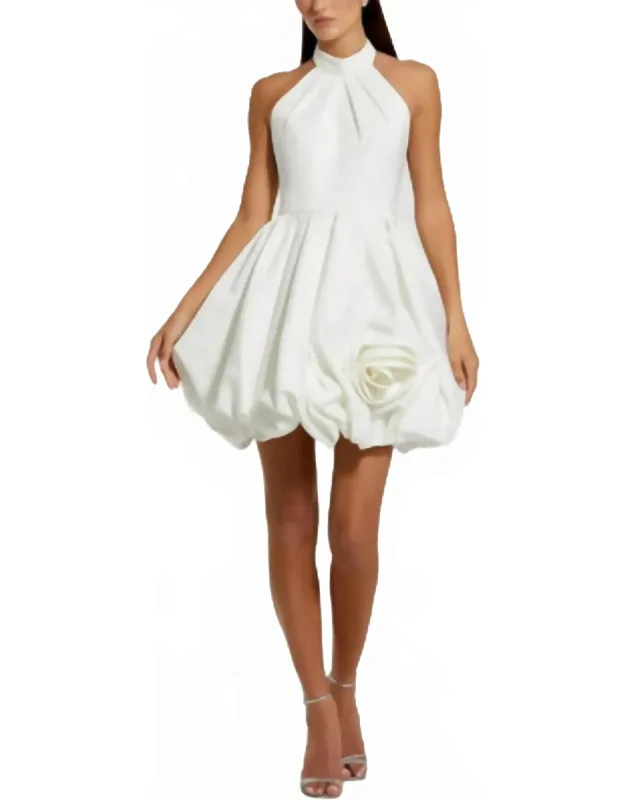 Satin Bubble Hem Backless Mini Dress