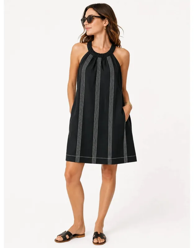 Stitch Contrast Halter Neck Dress