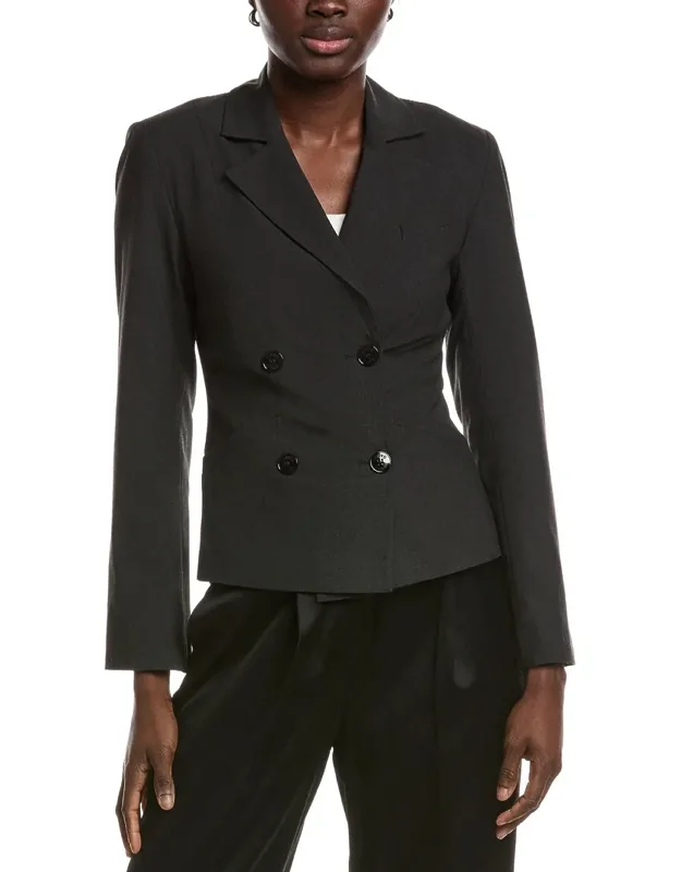 Drapey Melange Fitted Double Breasted Blazer