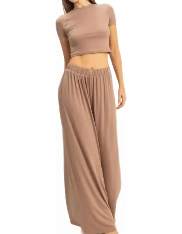 Short Sleeve Top & Wide Leg Pants Set
