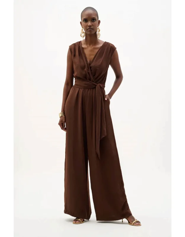 Woven Gauze Wide Leg Pull On Jumpsuit