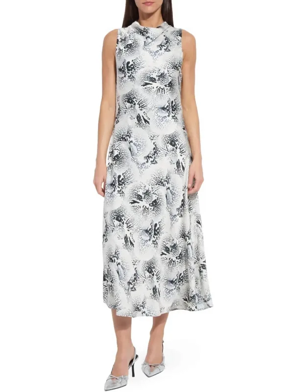 Anaya Crystal Hammered Satin Dress