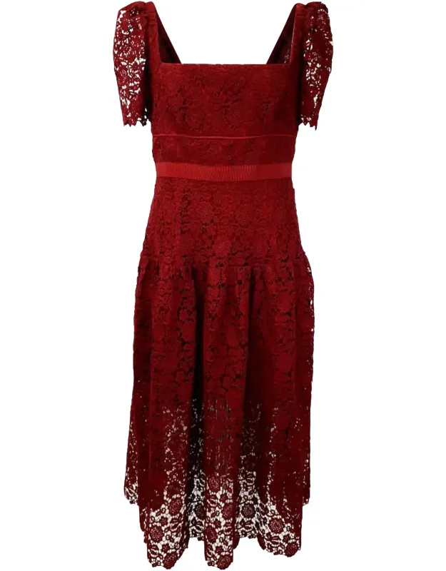 Guipure Cord Lace Midi Dress