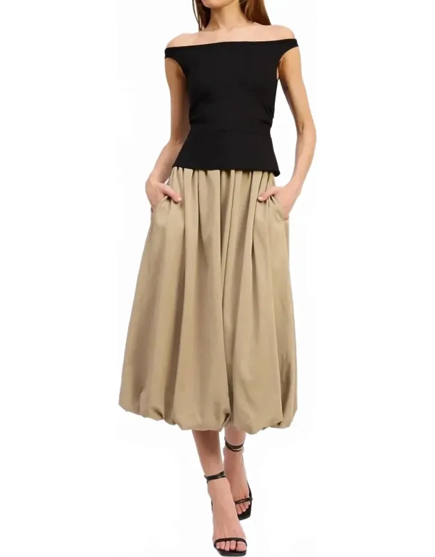 Off Shoulder Bubble Hem Dress