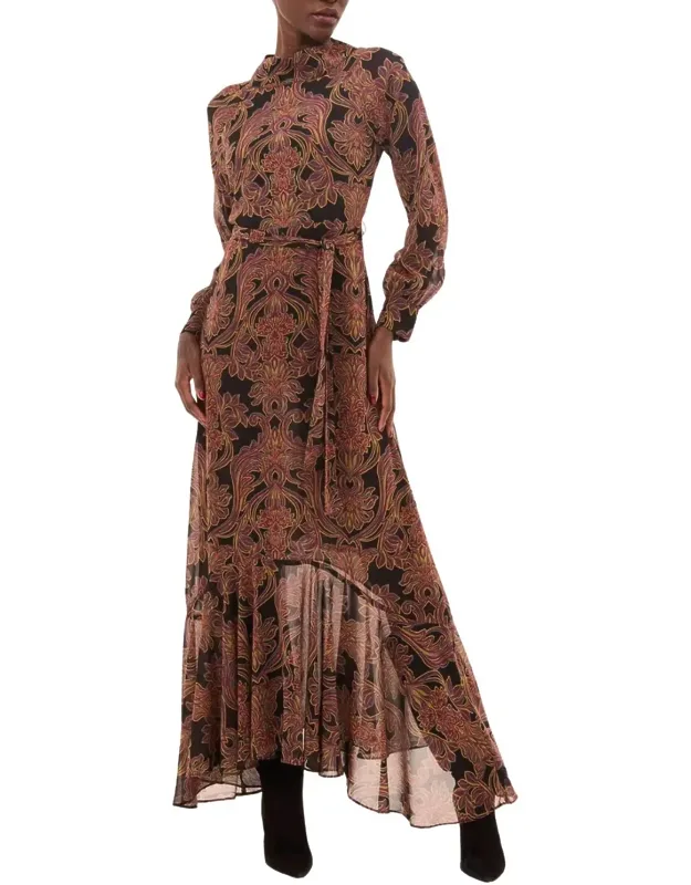 Maxi Dress In Studded Flora Chiffon