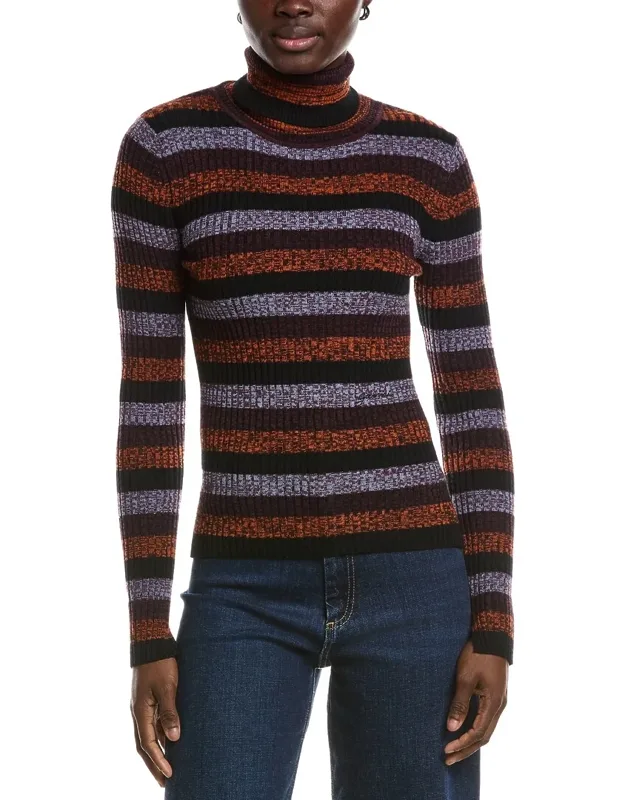 Sprayed Merino Wool Rib Open Back Sweater