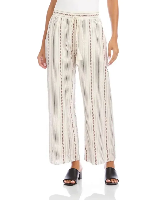 Embroidered Cropped Drawstring Pants