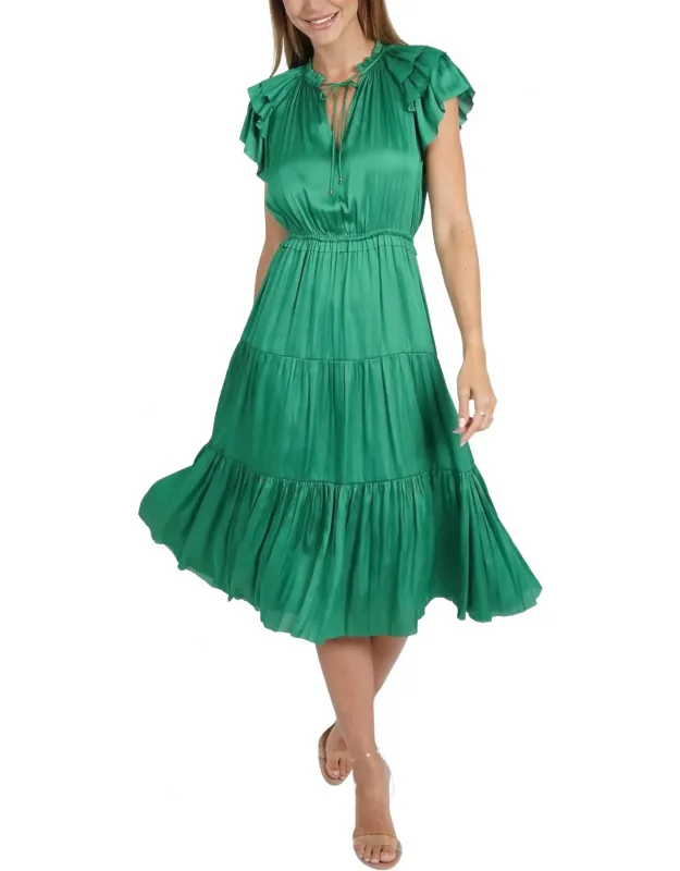 Ruffle Trim Midi Dress