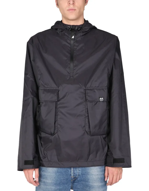 Waterproof Jacket With Hood And Tall Neck