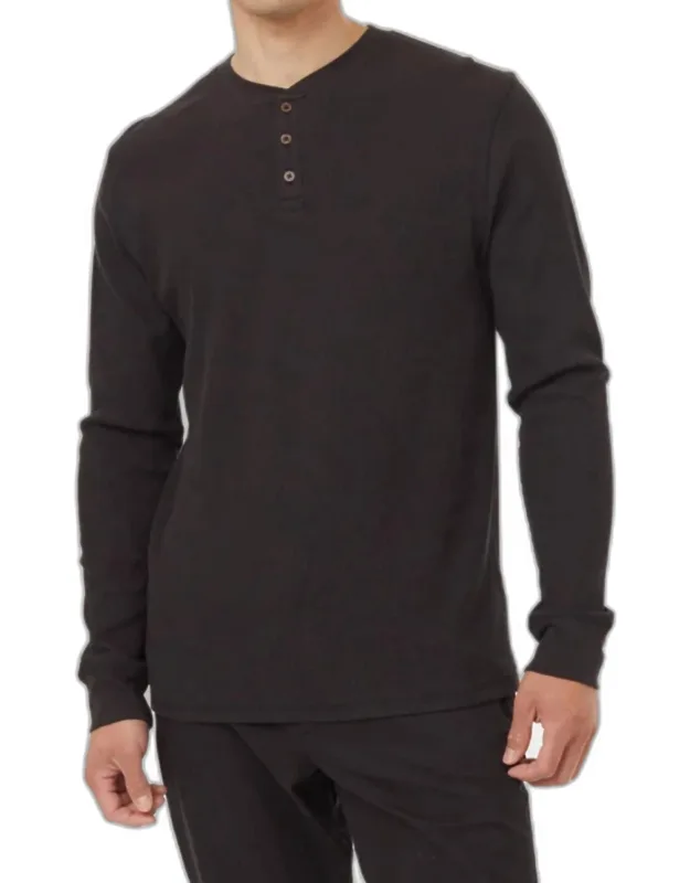 Waffle Henley Long Sleeve T-shirt