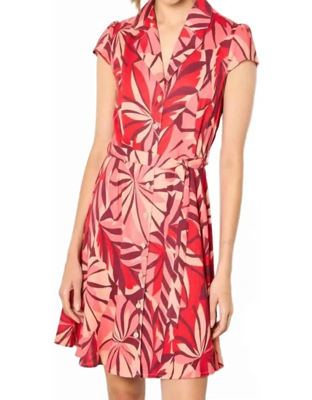 Layered Tropical Button Dress