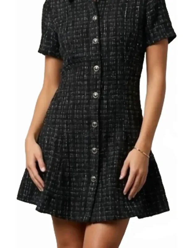 Pleated Hem Button Dress