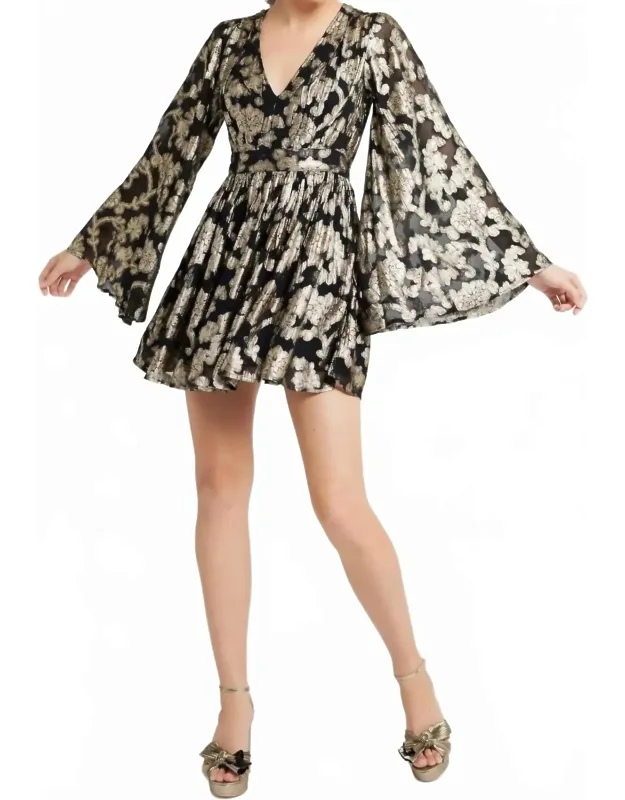 Mini Dress In Metallic Jacquard