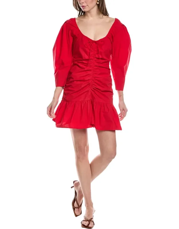 Gathered Poplin Mini Dress
