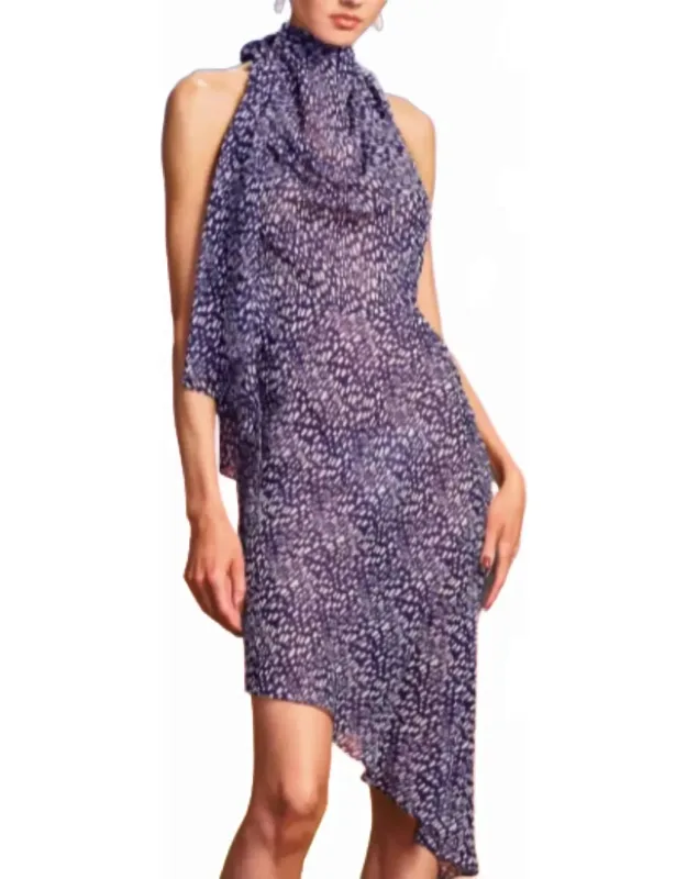 Silk Cowl Halter Dress
