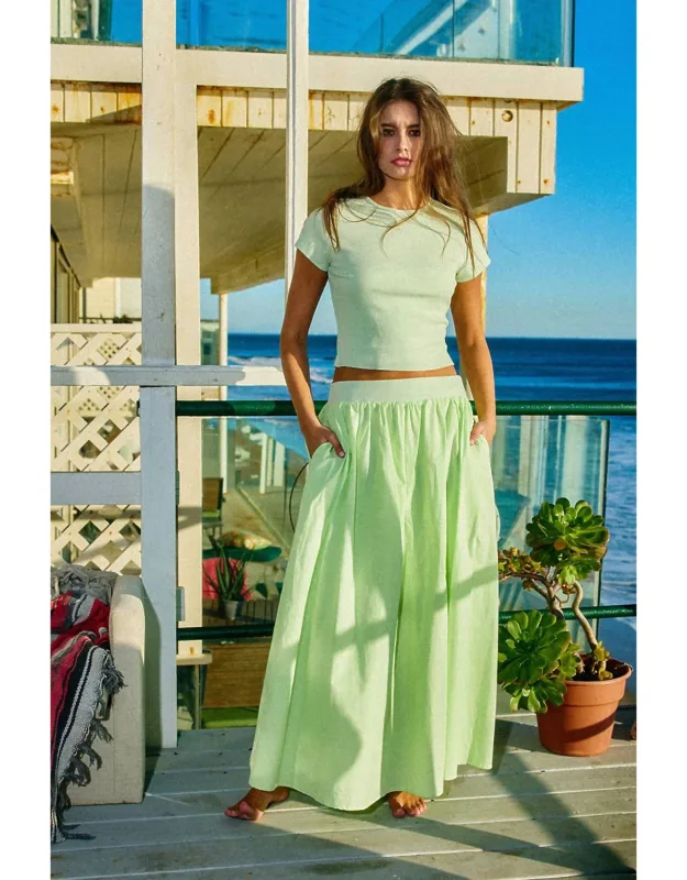 Ribbed Crop Top & Flared Maxi Skirt Set