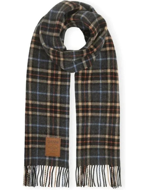 Double Face Wool Check Scarf