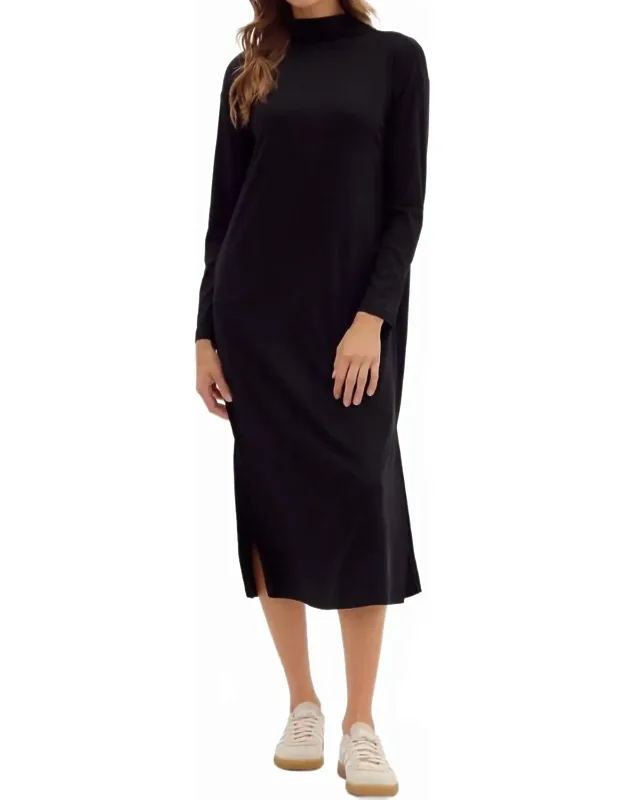 Solid Long Sleeve Midi Dress