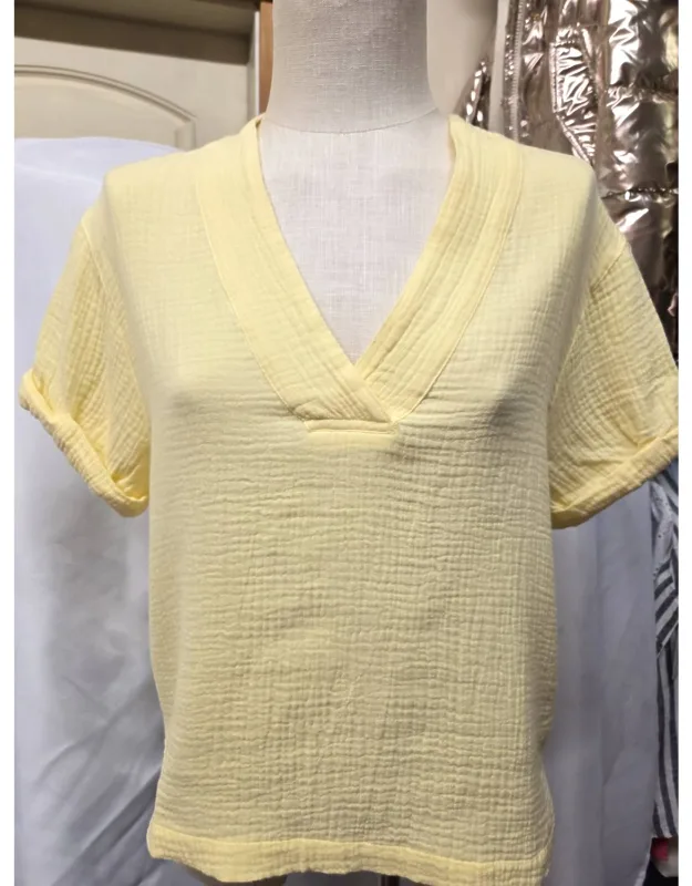 Gauze Drop Sleeve V Neck Tee