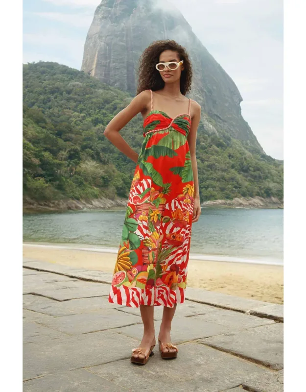 Fruit Trolley Sleeveless Maxi Dress