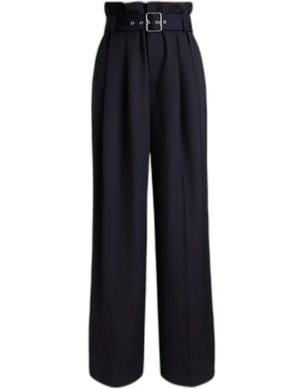 Pleated Wide-leg Belted Pants