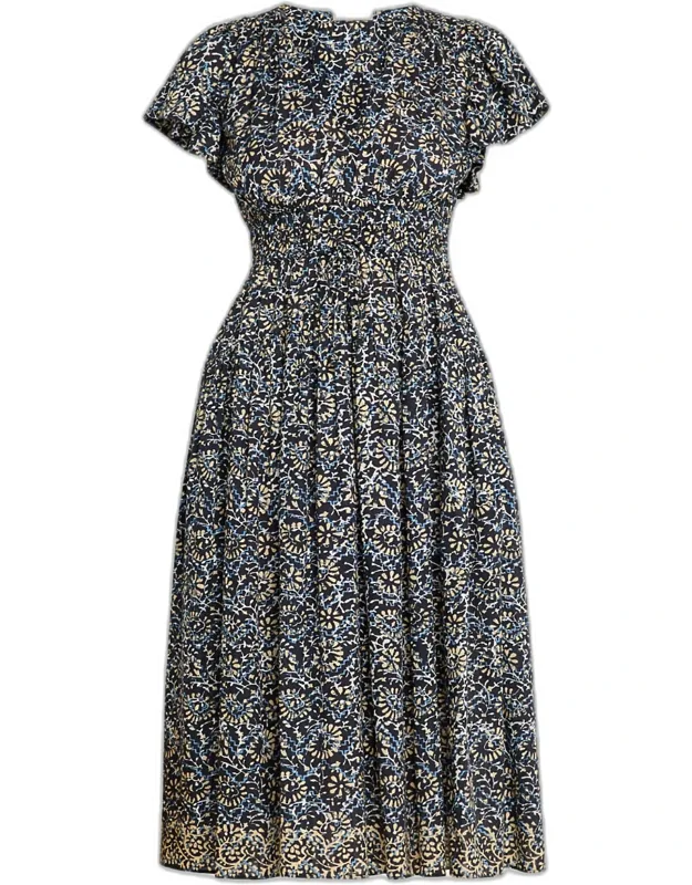 Lyria Printed Cotton Midi Dress