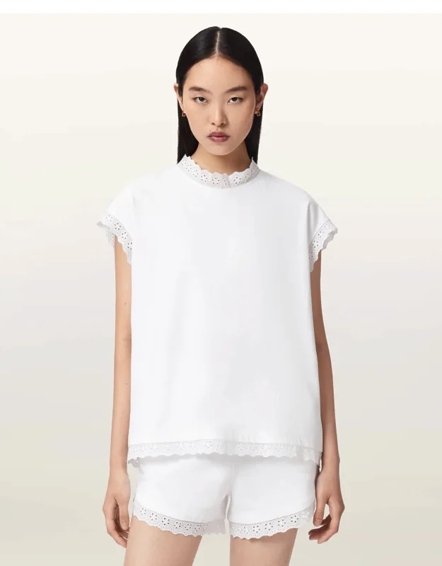 Lace Trim Cotton Tank Top