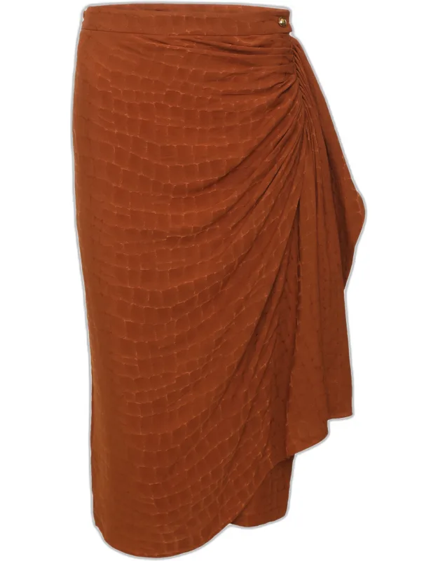 Silk Draped Wrap Skirt