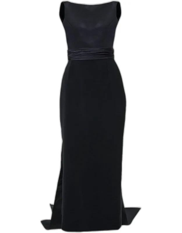 Sleeveless Silk Column Dress With Train