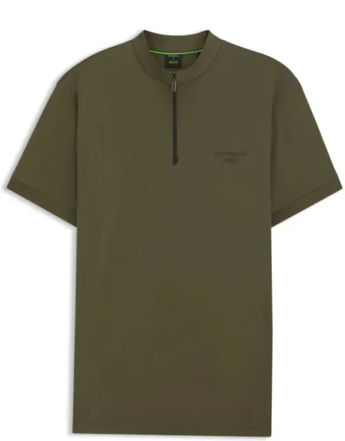 Polo Shirt With Zipper Neck In Cotton