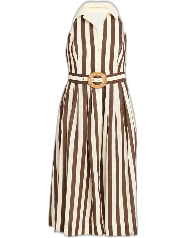 Belted Halter Midi Dress