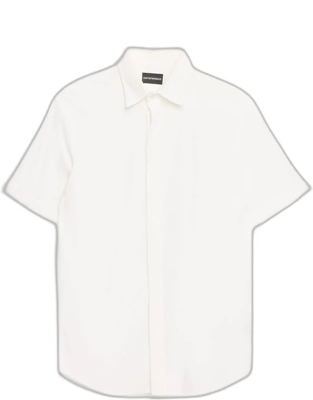 Cotton Concealed Placket Short-sleeve Shirt