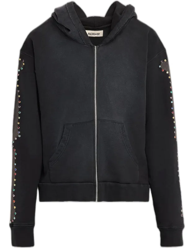 Rhinestone-embellished Bones Zip-up Hoodie
