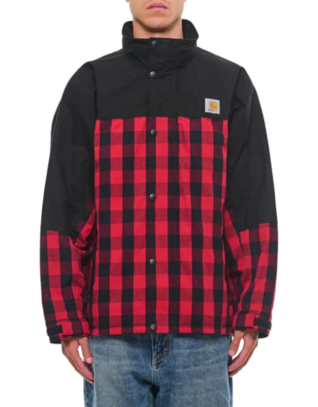Check Pattern Jacket With Front Zip And Snap Button Closure