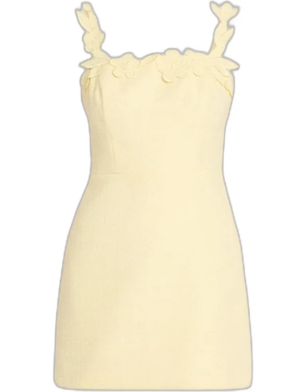 Floral Applique Tweed Mini Dress