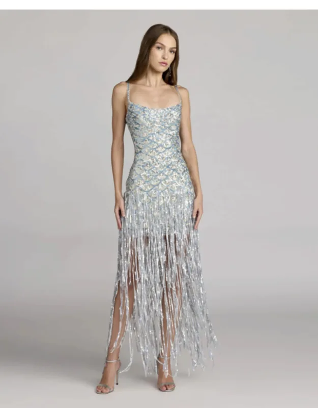 Sequin Fringe Midi Dress