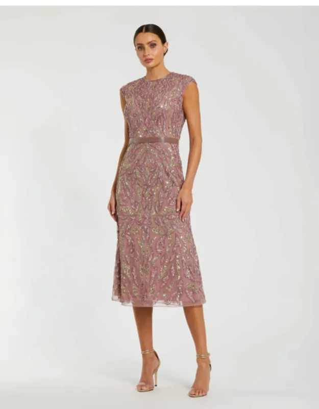 Sequin Embellished High Neck Midi Dress