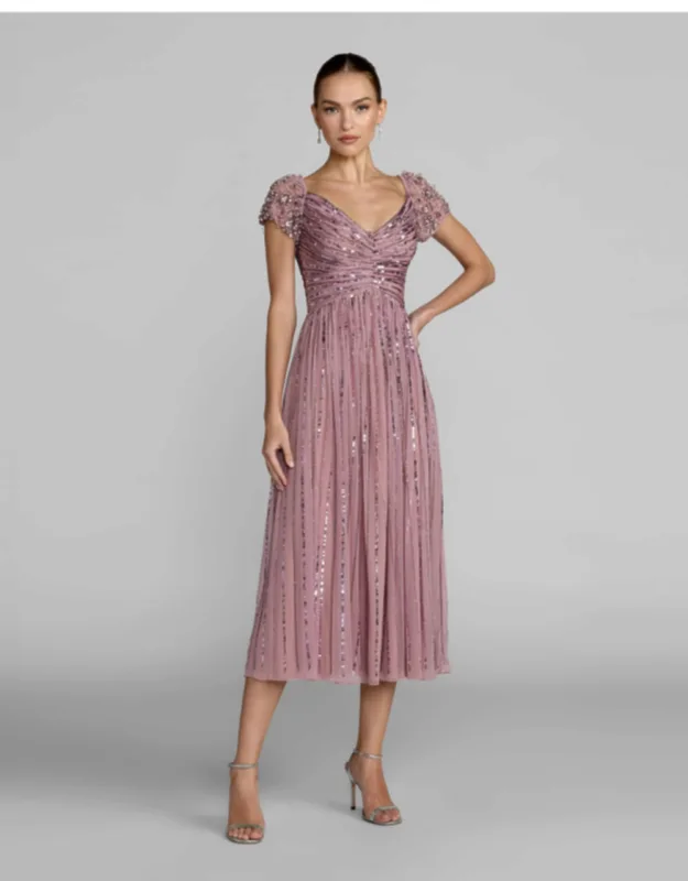 Embellished Cap Sleeve Midi Dress
