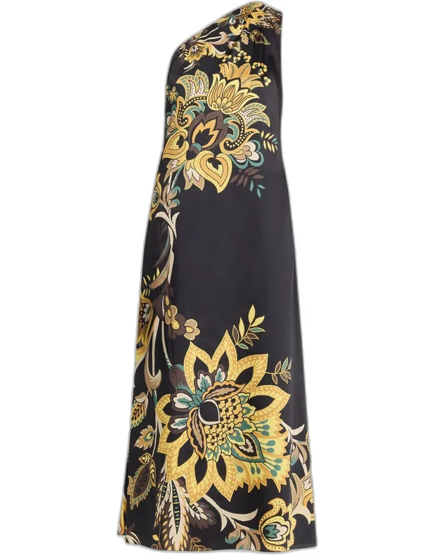 The One-shoulder Floral Maxi Dress