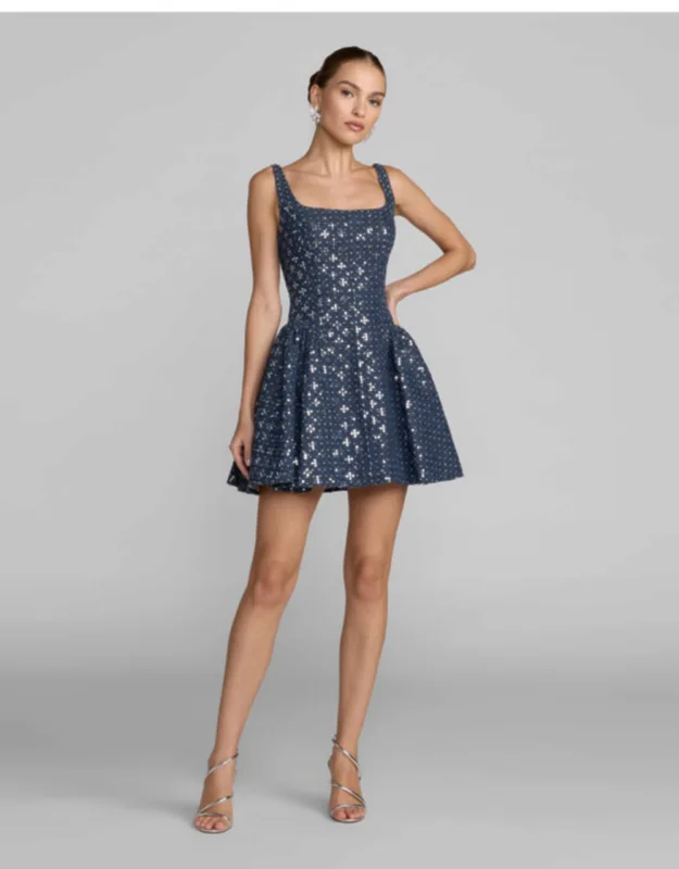 Sleeveless Sequin Denim Mini Dress