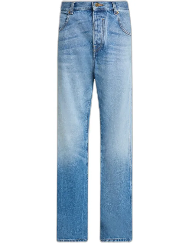Loose-fit Faded Denim Jeans