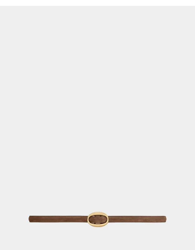 Oval Buckle Thin Suede Belt