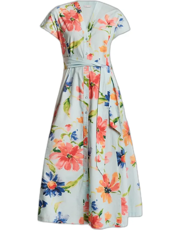 Floral-print Cotton Midi Dress