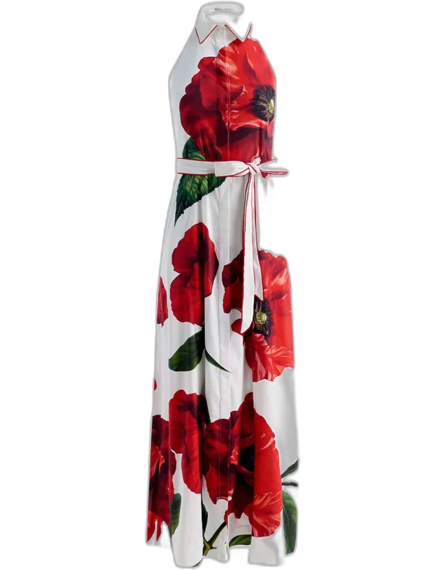 Poppy Linen-blend Halter Dress